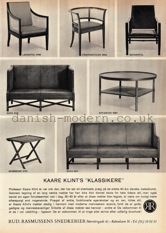 Kaare Klint for Rud Rasmussens Snedkerier: Safari, 4118, 4488, 4701, 5011, 6687, 9662